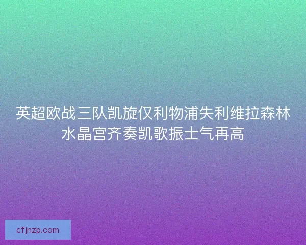 英超欧战三队凯旋仅利物浦失利维拉森林水晶宫齐奏凯歌振士气再高 英超欧战三队凯旋仅利物浦失利维拉森林水晶宫齐奏凯歌振士气再高