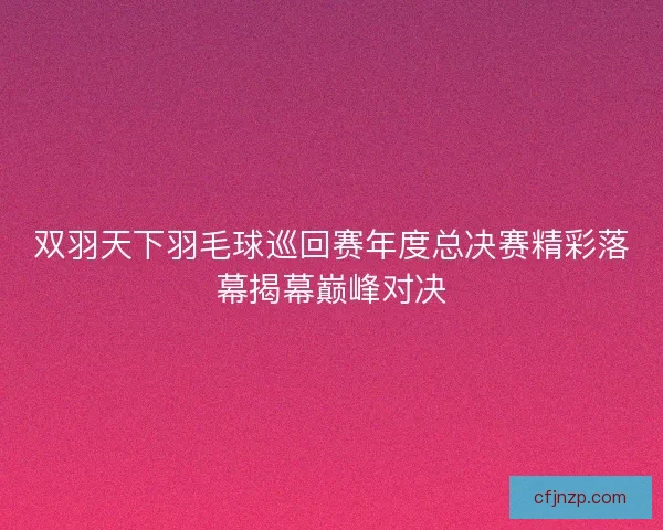 双羽天下羽毛球巡回赛年度总决赛精彩落幕揭幕巅峰对决 双羽天下羽毛球巡回赛年度总决赛精彩落幕揭幕巅峰对决