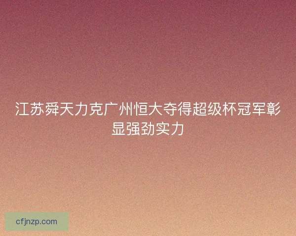 江苏舜天力克广州恒大夺得超级杯冠军彰显强劲实力 江苏舜天力克广州恒大夺得超级杯冠军彰显强劲实力