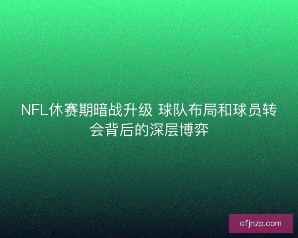 NFL休赛期暗战升级 球队布局和球员转会背后的深层博弈 NFL休赛期暗战升级 球队布局和球员转会背后的深层博弈